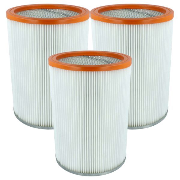 3x Filtro Cartucho de Substituição vhbw para Aspirador WAP Nilfisk R 637/1, Laranja/Branco