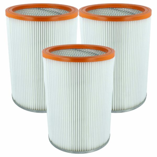 3x Filtro Cartucho de Substituição vhbw para Aspirador WAP Nilfisk R 637/1, Laranja/Branco