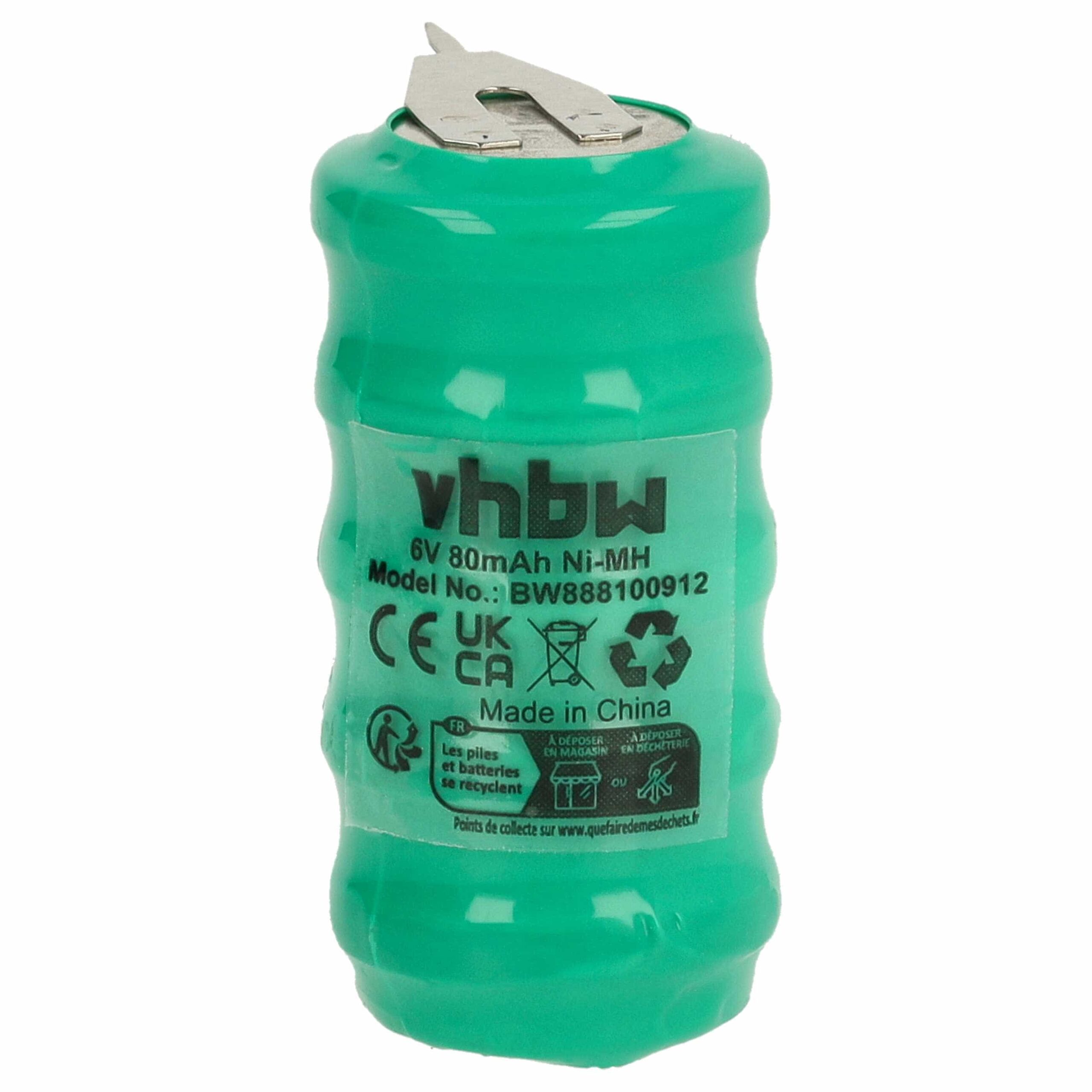 Bateria de Botão vhbw V80H 2 Pinos para Modelismo e Lâmpadas Solares - 80 mAh 6 V NiMH - Image 3