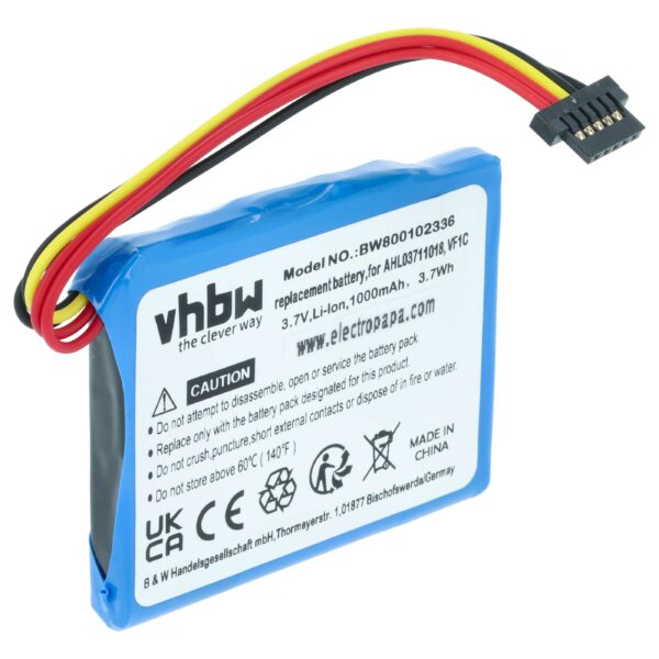 Bateria GPS vhbw para TomTom Go 820, 1000, 1005 - 1000mAh, 3.7V