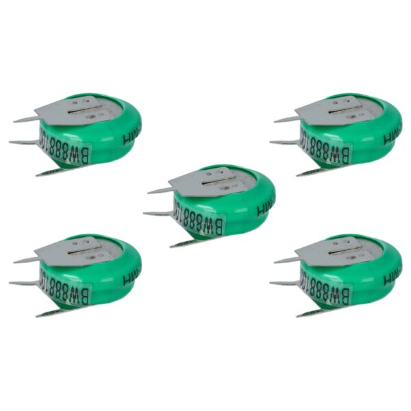 5x Pilhas Botão NiMH vhbw V80H 3 Pinos para Lâmpadas Solares e Modelismo - 80 mAh 1,2 V