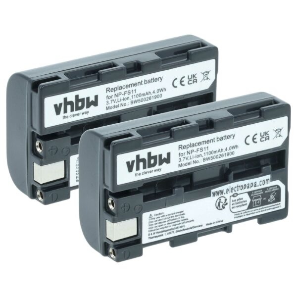Bateria vhbw para Câmara Sony - Substitui NP-FM11, NP-FS10, NP-F11, NP-FM10, NP-F10 - 1100 mAh 3.6 V Li-Ion