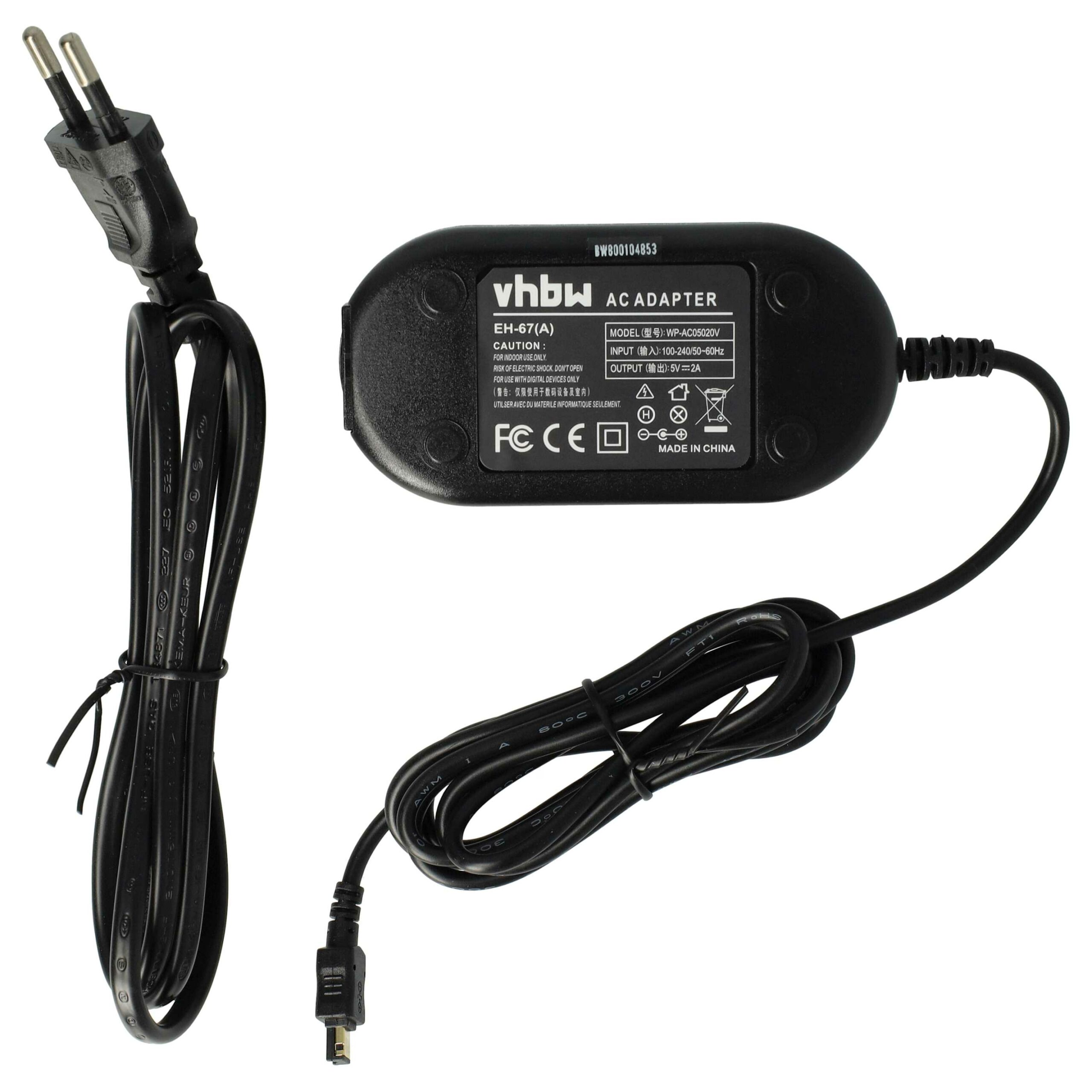 Adaptador de Alimentação vhbw para Câmaras Nikon (Substitui EH-67 / EH-67A) - 2 m, 5 V 2.0 A