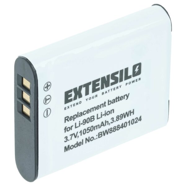 Bateria EXTENSILO compatível com Olympus Li-92B, Li-90B - 1050mAh, 3.7V, Li-Ion