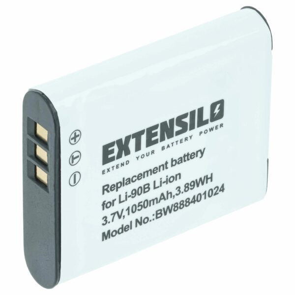 Bateria EXTENSILO compatível com Olympus Li-92B, Li-90B - 1050mAh, 3.7V, Li-Ion