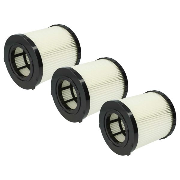 3x Filtros Redondos de Substituição vhbw para Aspirador Dewalt DCV5801H / DCV5801H-XJ, Preto/Branco