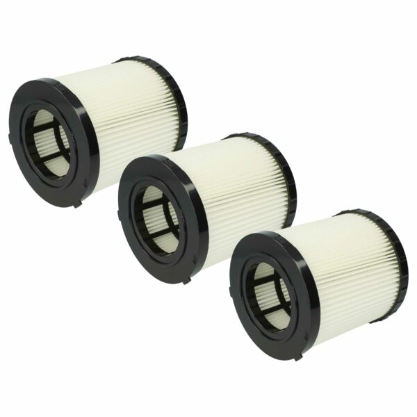 3x Filtros Redondos de Substituição vhbw para Aspirador Dewalt DCV5801H / DCV5801H-XJ, Preto/Branco