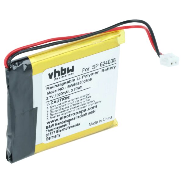 Bateria de substituição para auscultadores sem fios Sony - vhbw 1000 mAh 3.7V Li-polymer