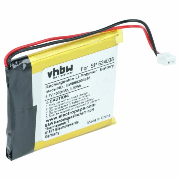 Bateria de substituição para auscultadores sem fios Sony - vhbw 1000 mAh 3.7V Li-polymer
