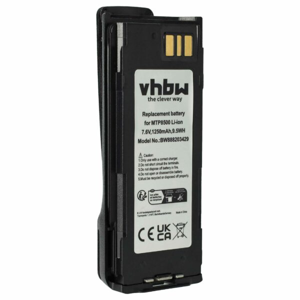Bateria para Rádio Motorola NNTN8570B, NNTN8570A, NNTN8570 - 1250 mAh 7.6 V Li-Ion com Clip