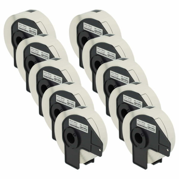 10x Rolo de Etiquetas compatível com Brother DK-11201 - 29 mm x 90 mm + Suporte