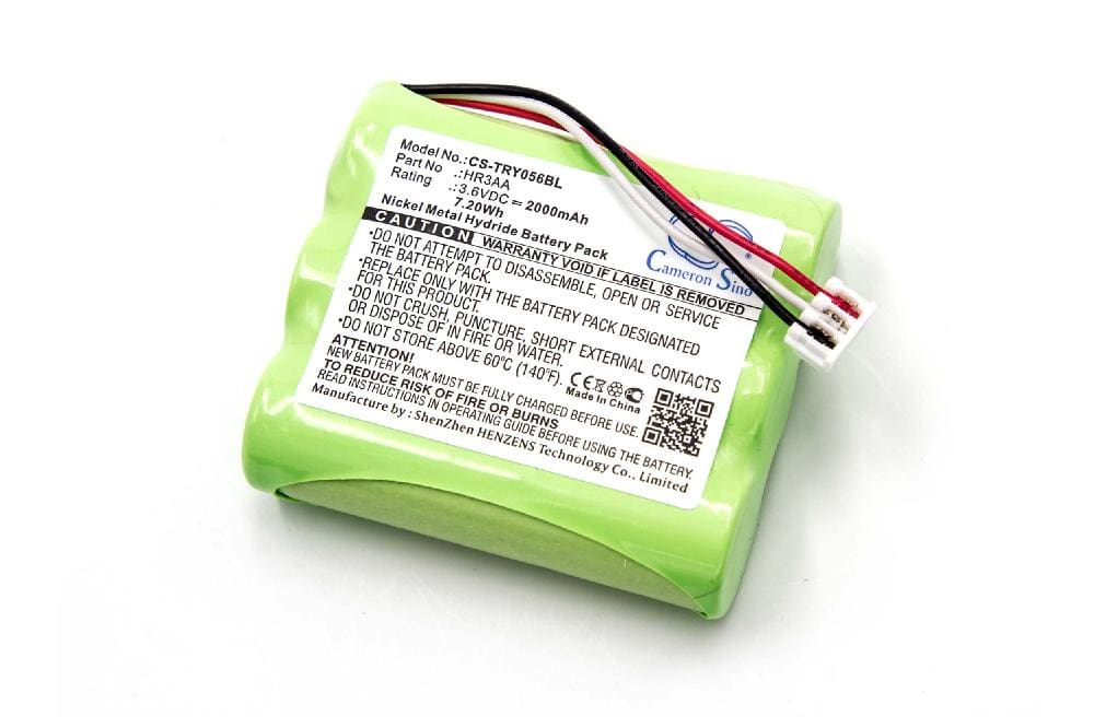 Bateria de Comando à Distância vhbw para Tyro HR3AA - 2000 mAh 3.6 V NiMH