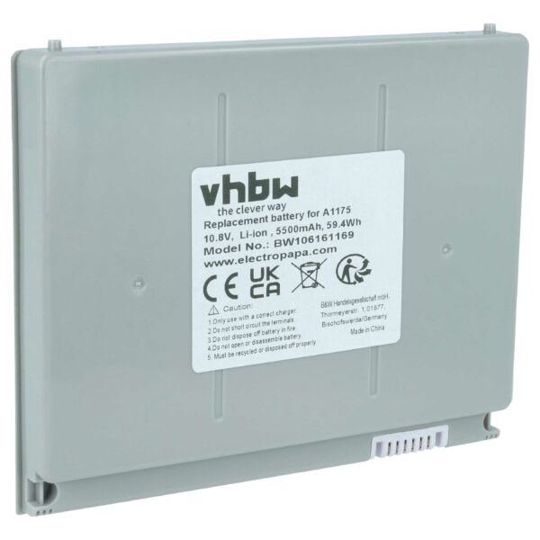 Bateria vhbw para portáteis Apple (A1175, A1150) - 5500 mAh 10.8 V Li-Ion, branca