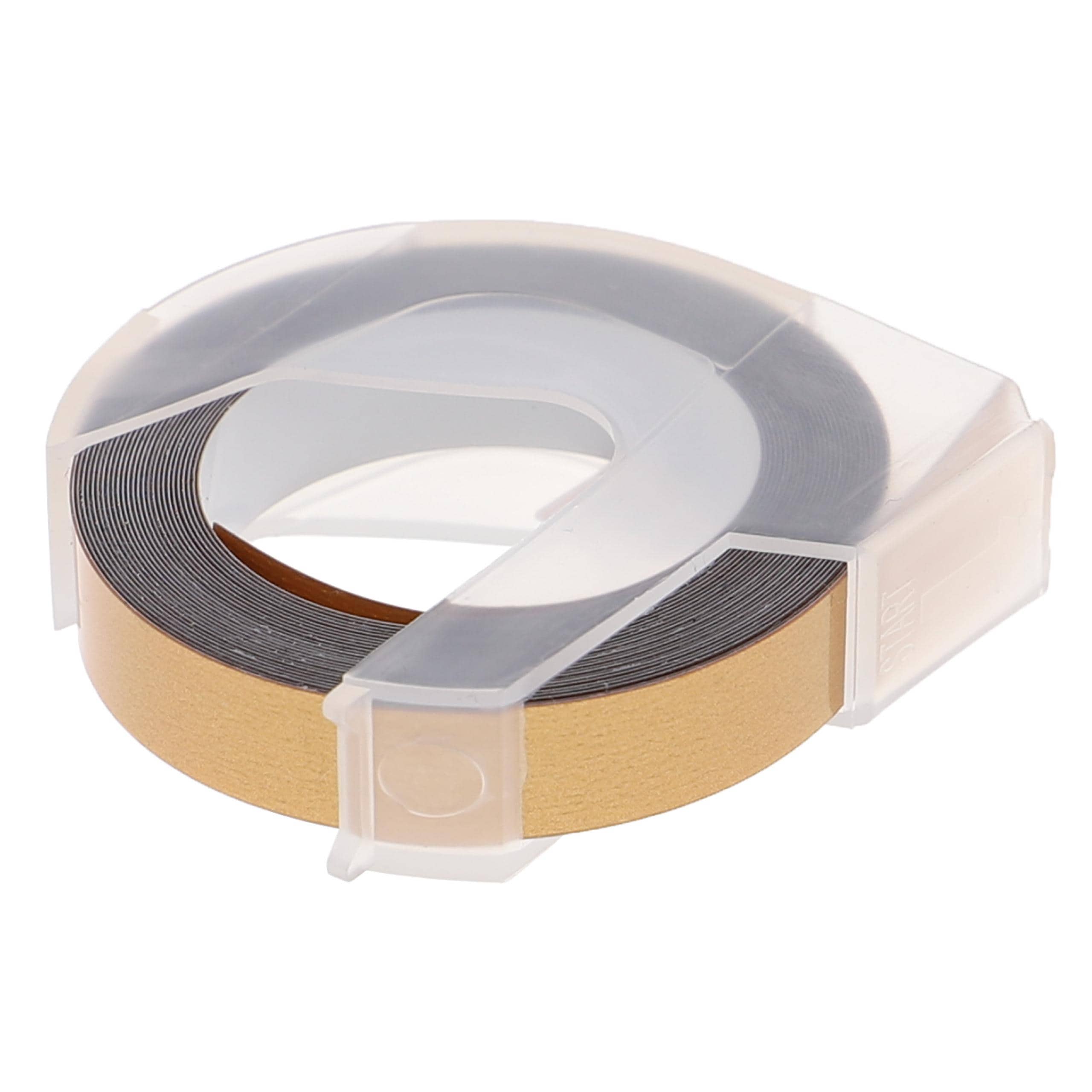 Pack 5x Fita de Etiquetas 3D vhbw compatível com Dymo 0898140 - 9 mm Branco sobre Ouro - Image 2