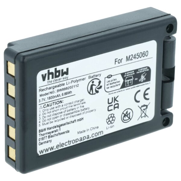 Bateria de Substituição para Comando de Rádio Industrial Teleradio M245060, 22.381.2, D00004-02 - 1800 mAh vhbw
