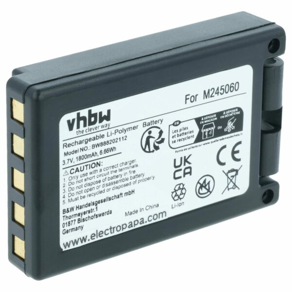 Bateria de Substituição para Comando de Rádio Industrial Teleradio M245060, 22.381.2, D00004-02 - 1800 mAh vhbw