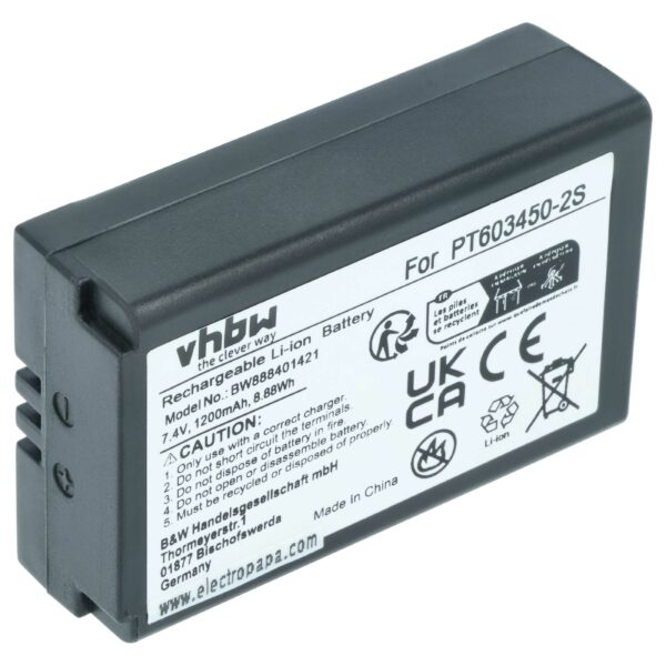 Bateria Laser compatível CEM PT603450-2S - 1200 mAh 7.4 V Li-Ion vhbw