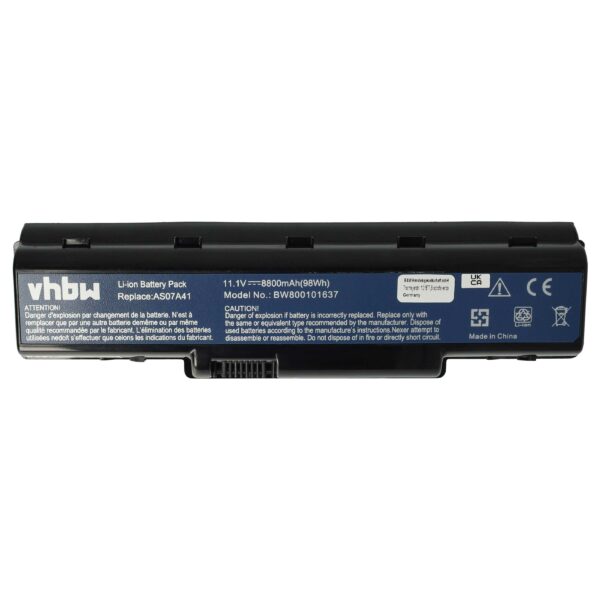 Bateria para Portátil vhbw substitui Acer AS07A31 8800 mAh 11.1 V Li-Ion
