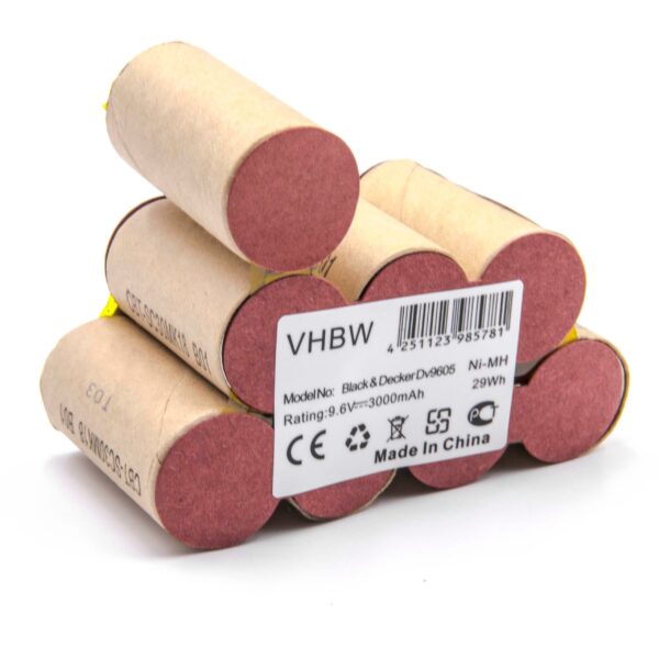 Bateria vhbw NiMH para Black & Decker DV9605 3000mAh 9.6V