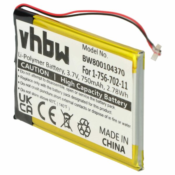 Bateria de Substituição vhbw para Leitor MP3 Sony - 750 mAh 3.7 V Li-Polymer