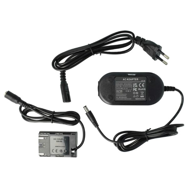Adaptador de Alimentação vhbw para Câmaras Canon e Blackmagic - Substitui ACK-E6 com Acoplador DC - 8.1V 2.0A