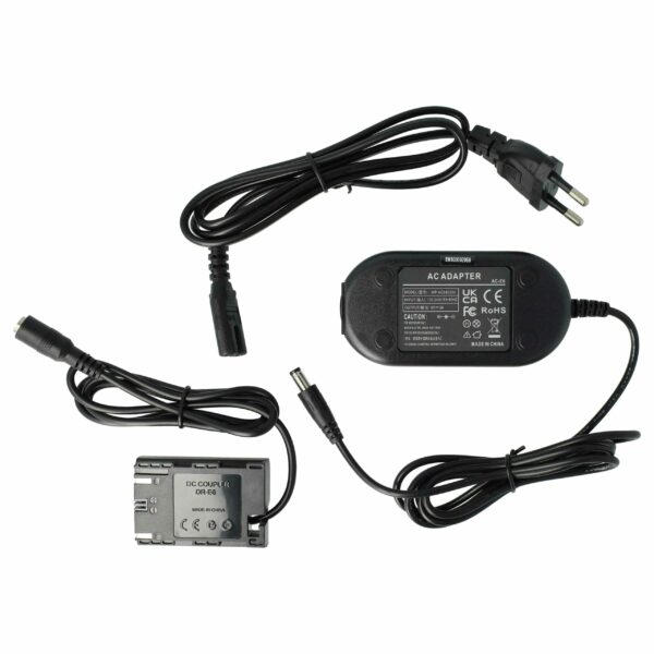 Adaptador de Alimentação vhbw para Câmaras Canon e Blackmagic - Substitui ACK-E6 com Acoplador DC - 8.1V 2.0A