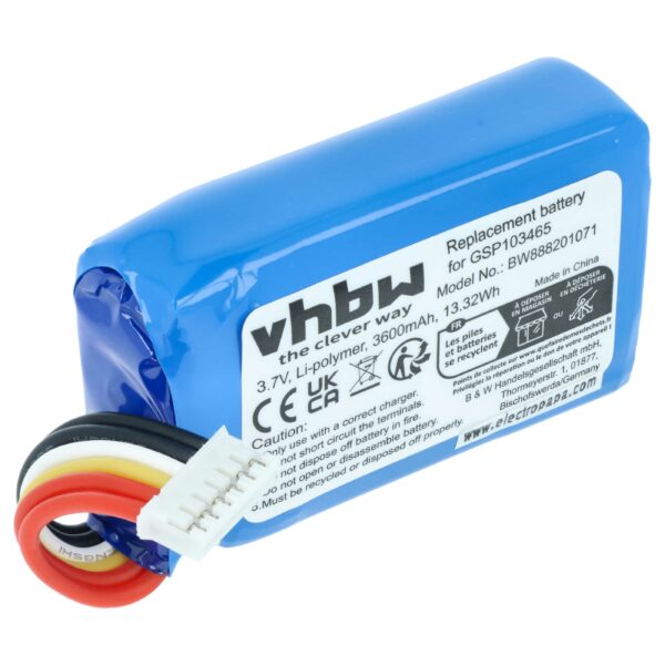 Bateria vhbw para coluna JBL Link 10 (3600 mAh, 3.7 V, Li-polímero)