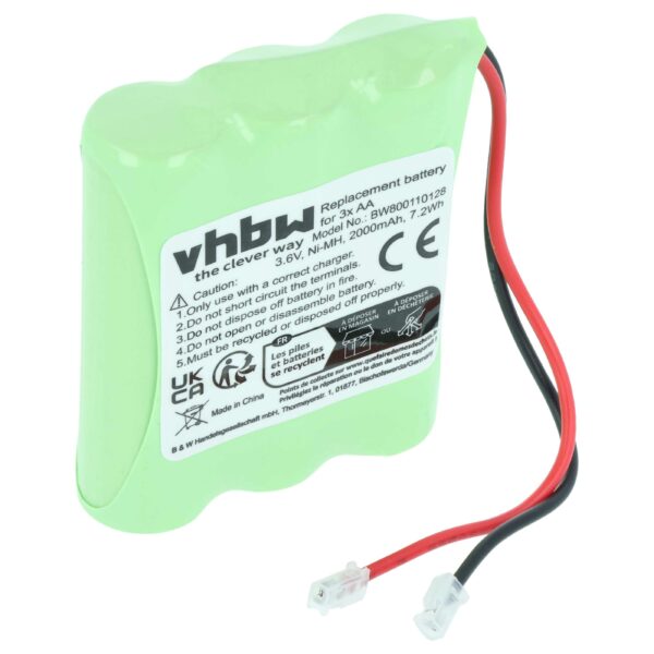 Bateria Universal NiMH 2000 mAh 3.6V vhbw - Compatível com 3x AA Mignon