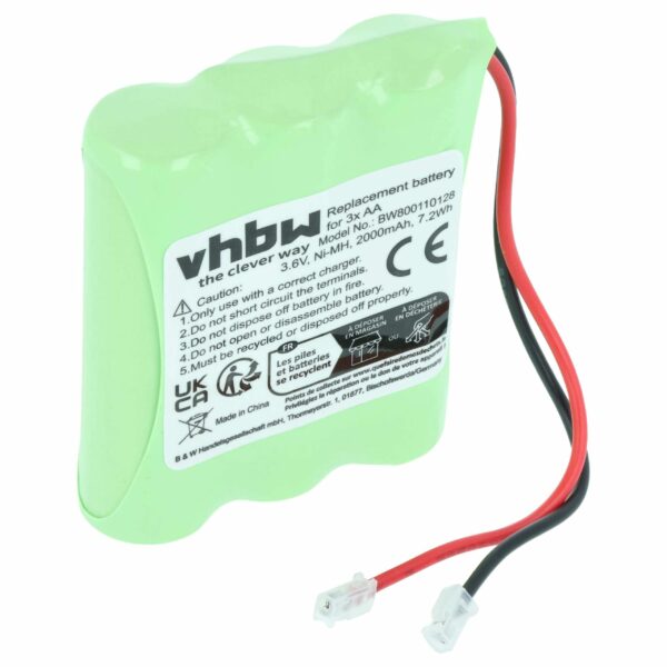 Bateria Universal NiMH 2000 mAh 3.6V vhbw - Compatível com 3x AA Mignon