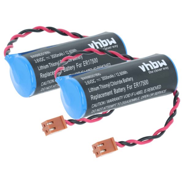 Bateria Industrial vhbw para Controlador Omron CS1W-BAT01 - 3500mAh 3.6V Li-SOCl2 (2 Unidades)