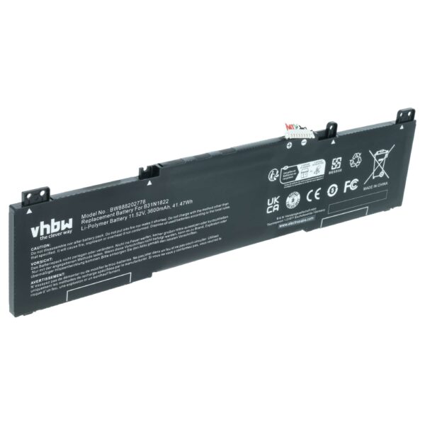 Bateria para Portátil Asus vhbw - Compatível com 3ICP5/57/80, 0B200-03220000, B31Bi2H, B31BIEH - 3600 mAh 11.52 V Li-polymer