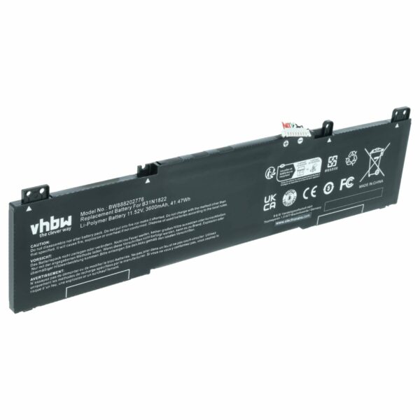 Bateria para Portátil Asus vhbw - Compatível com 3ICP5/57/80, 0B200-03220000, B31Bi2H, B31BIEH - 3600 mAh 11.52 V Li-polymer