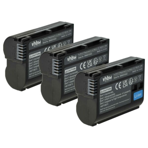 3x Baterias vhbw para Nikon EN-EL15, EN-EL15b (1400mAh, 7V, Li-Ion)