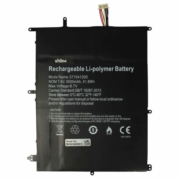 Bateria vhbw para Trekstor A146 - 5500 mAh 7.6 V Li-polymer