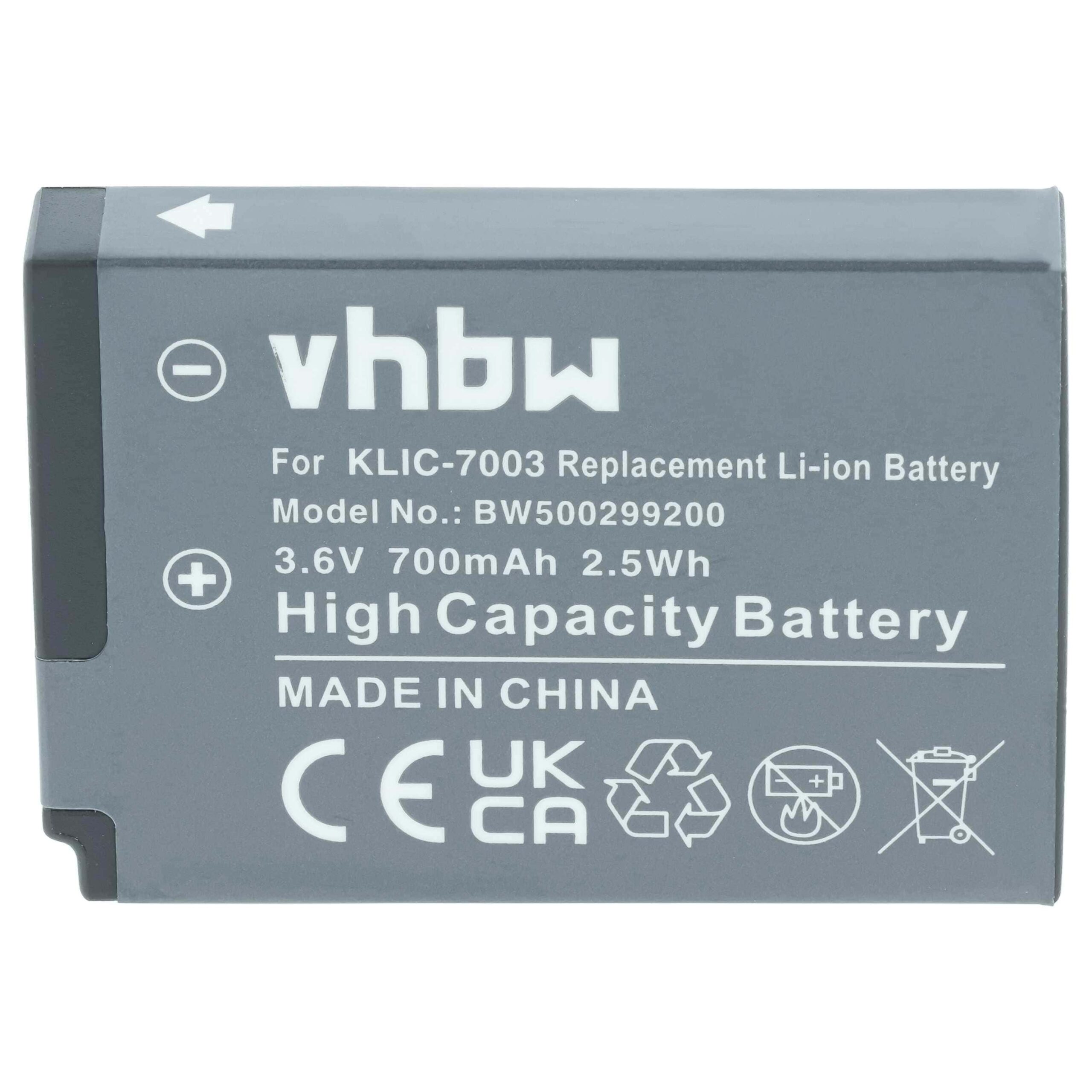 Bateria vhbw compatível com Kodak Klic-7003 - 700mAh, 3.6V, Li-Ion - Image 3