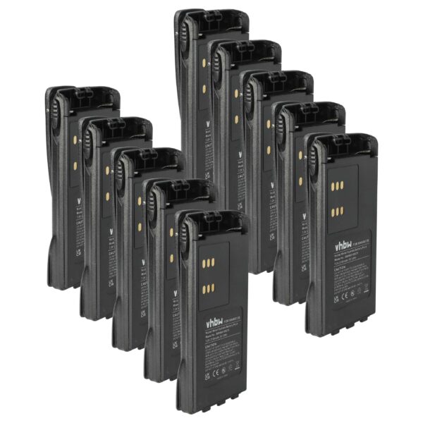 Bateria vhbw 10x para Rádio Motorola HMNN4151, HMNN4154, HNN4001, HMNN4158, HMNN4159 - 2100 mAh 7.2 V NiMH