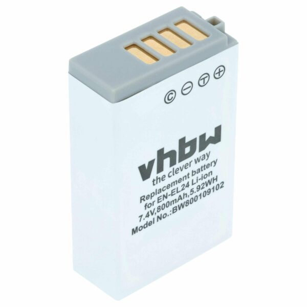 Bateria vhbw para Nikon EN-EL24 - 800mAh, 7.2V, Li-Ion