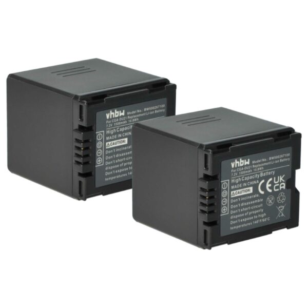 Bateria vhbw para Câmara Videográfica Hitachi/Panasonic DZ-BP07s, DZ-BP21, DZ-BP14s - 1500 mAh 7.2 V Li-Ion (Pack 2x)