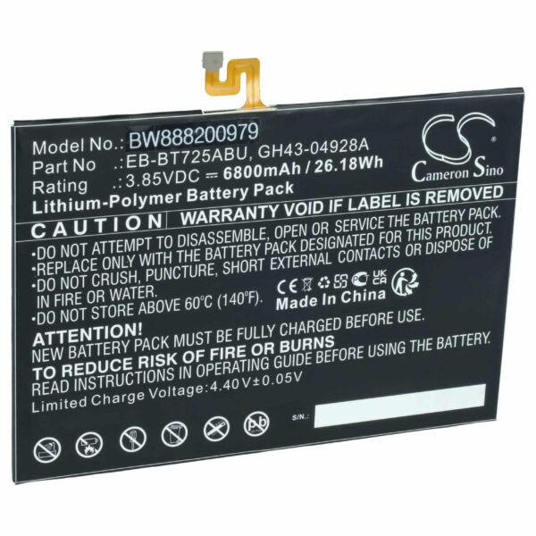 Bateria vhbw para Samsung Tablet EB-BT725ABU, GH43-04928A - 6800 mAh 3.85 V Li-polymer
