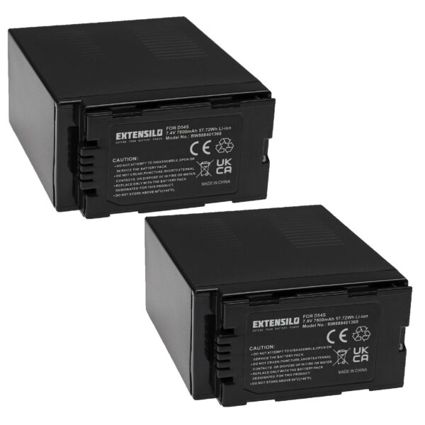2x Bateria para Videocâmera Hitachi DZ-BP28, DZ-BP16 - EXTENSILO 7800 mAh 7.4V Li-Ion