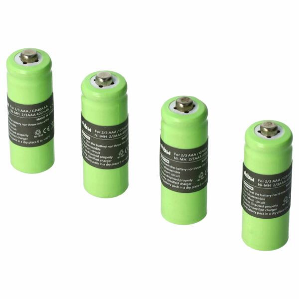 4 Baterias vhbw 2/3 AAA NiMH compatíveis com telefones Hagenuk - 400 mAh 1.2 V