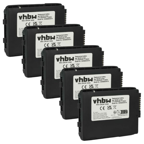 5x Bateria vhbw para Zebra Scanner POS 82-171249-02, 82-171249-01 - 4620 mAh 3.7V