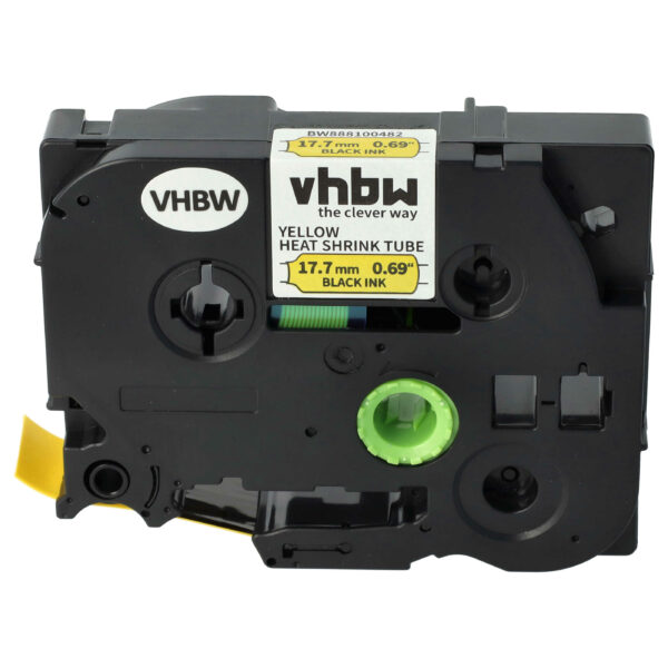Fita termo retrátil vhbw para Brother HS641 / HSe641 - 17.7 mm Preto sobre Amarelo