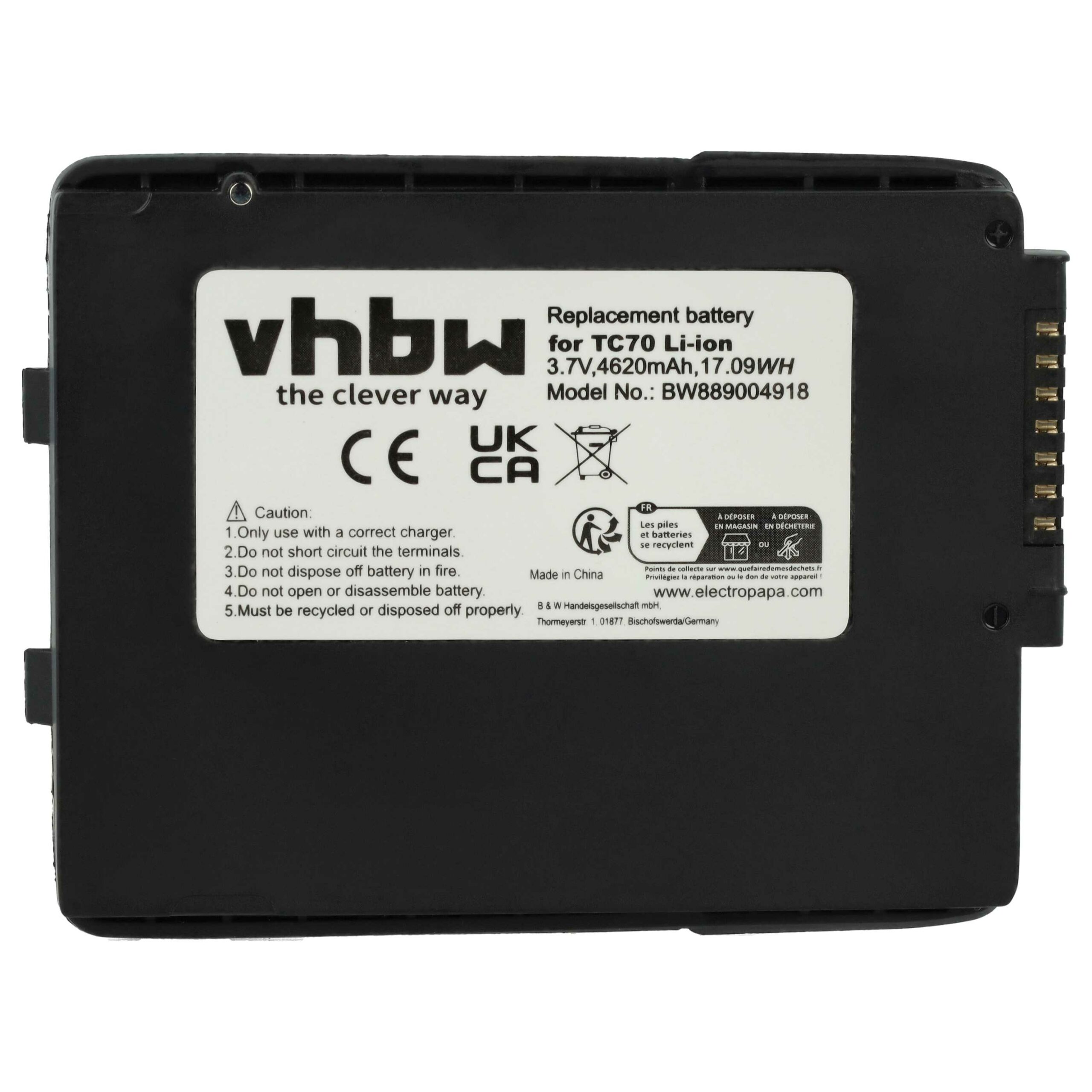 Bateria vhbw para Zebra Barcode Scanner POS - 4620 mAh 3.7 V (compatível 82-171249-02, 82-171249-01, BT-000318) - Image 3