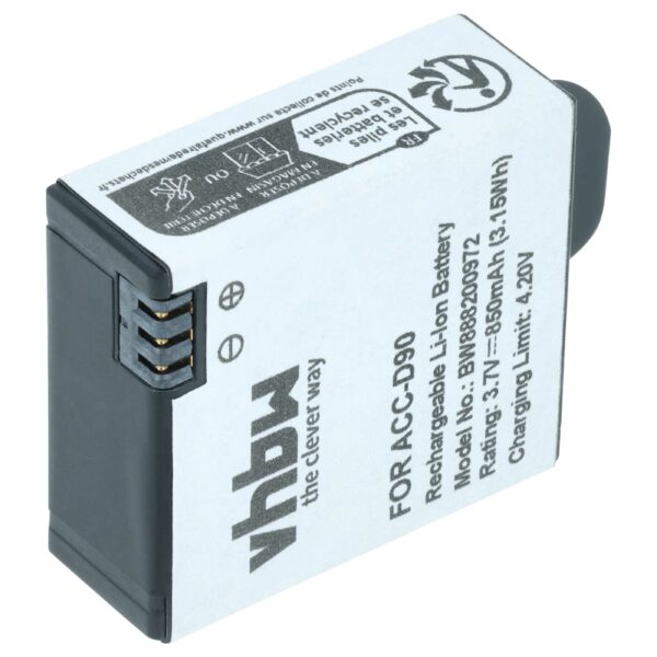 Bateria vhbw para AEE ACC-D90 (850mAh, 3.7V, Li-Ion)