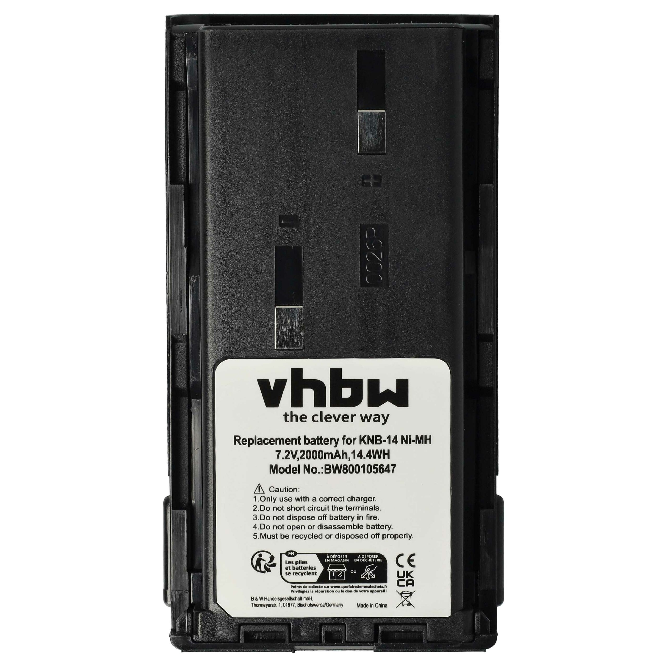 Bateria vhbw 5x para Rádio Kenwood/Bidatong BD-15-L - 2000 mAh 7.2 V NiMH - Image 3