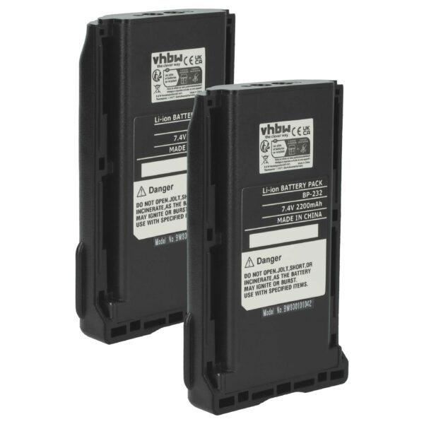 Bateria vhbw para Rádio Icom BJ-2000, BP-232, BP-231, BP-231N, BP-230, BP-230N - 2200 mAh 7.4 V Li-Ion