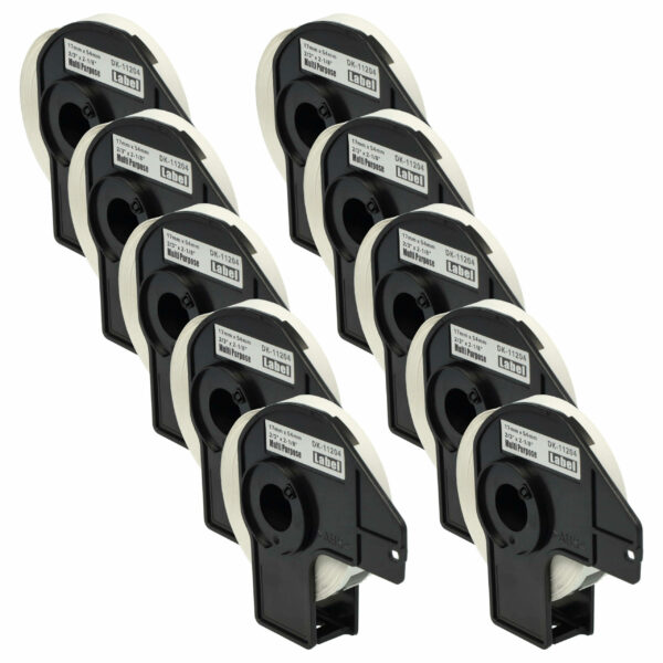 10x Rolo de Etiquetas compatível com Brother DK-11204 - 17 mm x 54 mm + Suporte