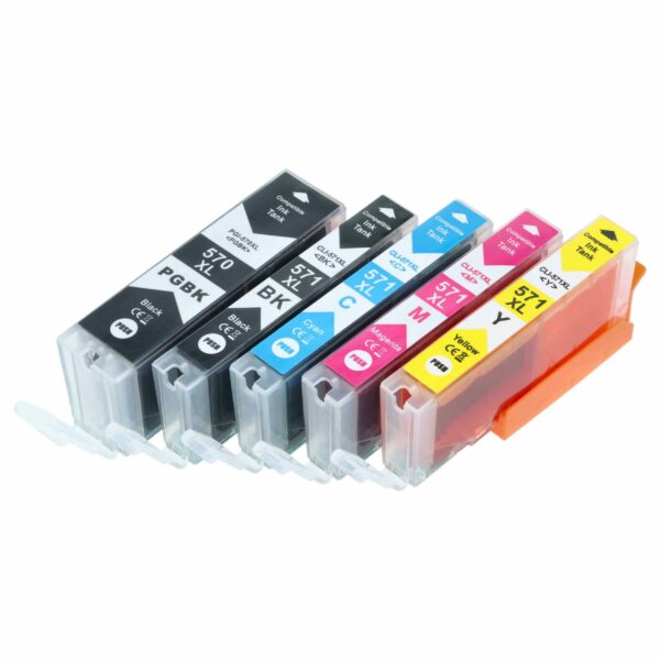 5x Cartuchos de Tinta vhbw compatíveis Canon PGI-570, PGI-571 - Preto/Ciano/Magenta/Amarelo + Preto Fotográfico