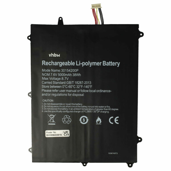 Bateria vhbw para Jumper TH133K-MC, HW-3487265 - 5000 mAh 7.6 V Li-polymer